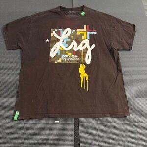 LRG Lifted Research Group Mens XL Brown Graphic T-Shirt‎ Streetwear Pixel Camo